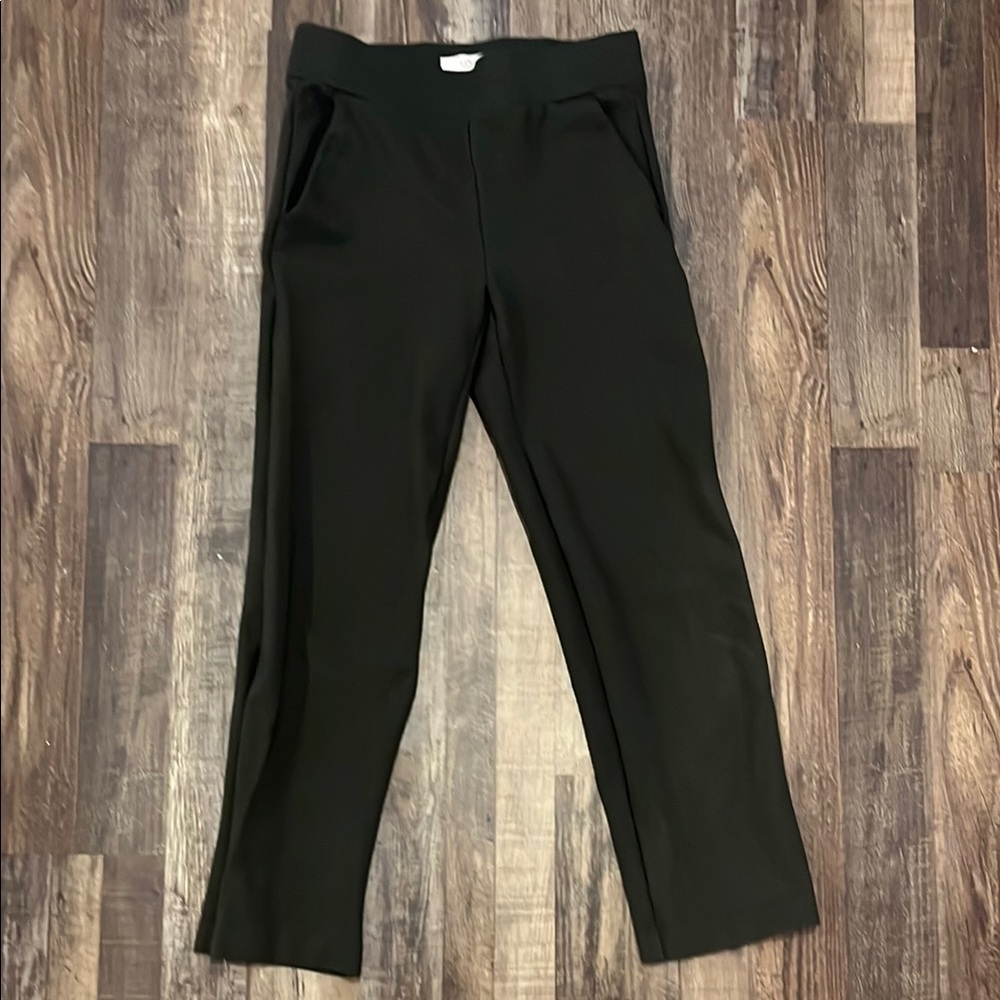 LOFT Ponte Straight Ankle Trousers in Olive